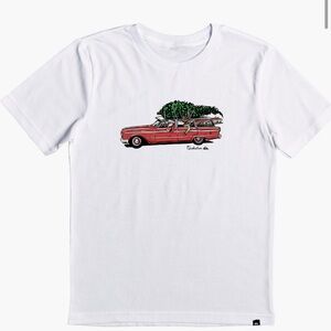 Quicksilver WHITE tee BOYS size XL - 16 SANTA 🎅 Christmas tee